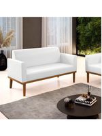 Sofá Namoradeira Base De Madeira Fixa Castanho Marisa Corano D03 - D?rossi Cor Branco