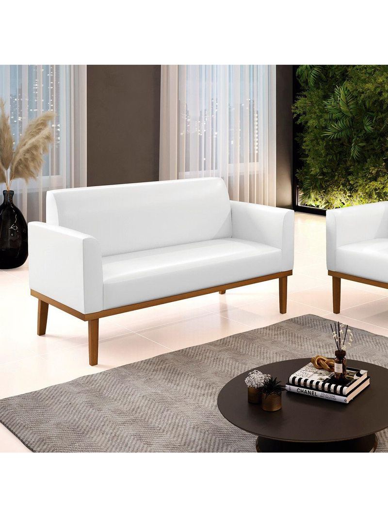 Sofá Namoradeira Base De Madeira Fixa Castanho Marisa Corano D03 - D?rossi Cor Branco