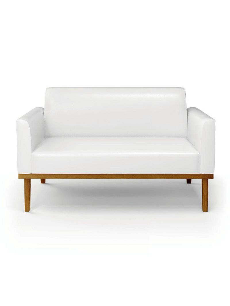 Sofá Namoradeira Base De Madeira Fixa Castanho Marisa Corano D03 - D?rossi Cor Branco