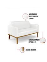 Sofá Namoradeira Base De Madeira Fixa Castanho Marisa Corano D03 - D?rossi Cor Branco