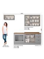 Cozinha Compacta com Balcão Forno de Embutir Amy Casa 812 Cinza