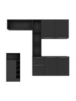 Armário De Cozinha Suspensa Com Bancada Americana Sofia Multimóveis Mp2198 Preto Preto