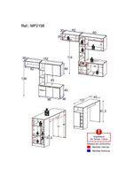 Armário De Cozinha Suspensa Com Bancada Americana Sofia Multimóveis Mp2198 Preto Preto