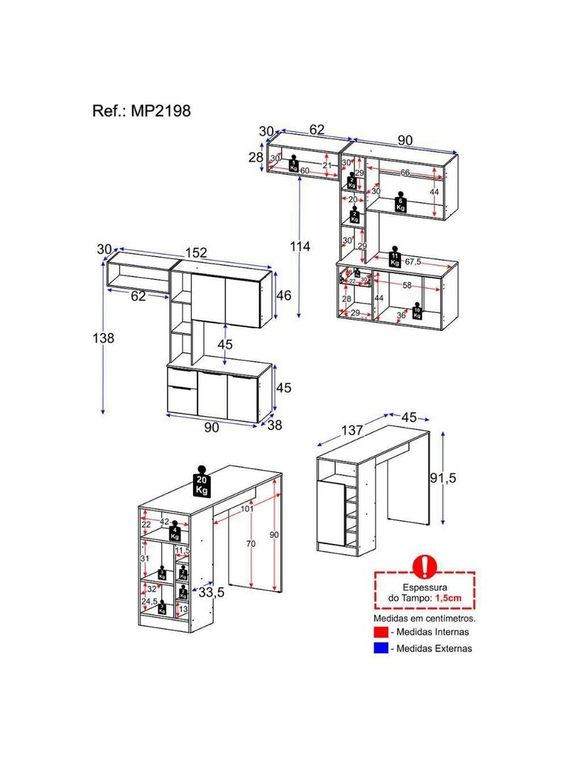 Armário De Cozinha Suspensa Com Bancada Americana Sofia Multimóveis Mp2198 Preto Preto