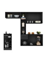 Armário De Cozinha Suspensa Com Bancada Americana Sofia Multimóveis Mp2198 Preto Preto