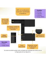 Armário De Cozinha Suspensa Com Bancada Americana Sofia Multimóveis Mp2198 Preto Preto