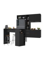 Armário De Cozinha Suspensa Com Bancada Americana Sofia Multimóveis Mp2198 Preto Preto