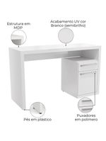 Mesa Escrivaninha com Gaveteiro Urban 120cm S970 Kappesberg Branco