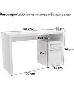 Mesa Escrivaninha com Gaveteiro Urban 120cm S970 Kappesberg Branco