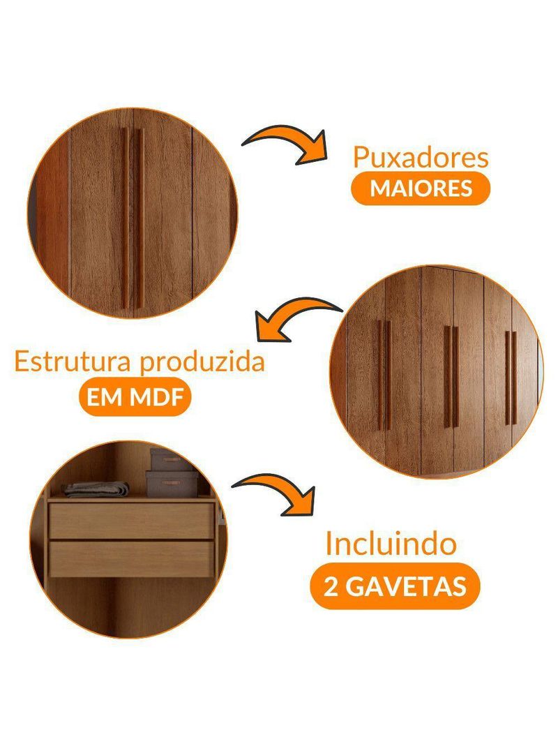 Guarda Roupa Casal Heros 6 Portas E 2 Gavetas Moderna Imbuia