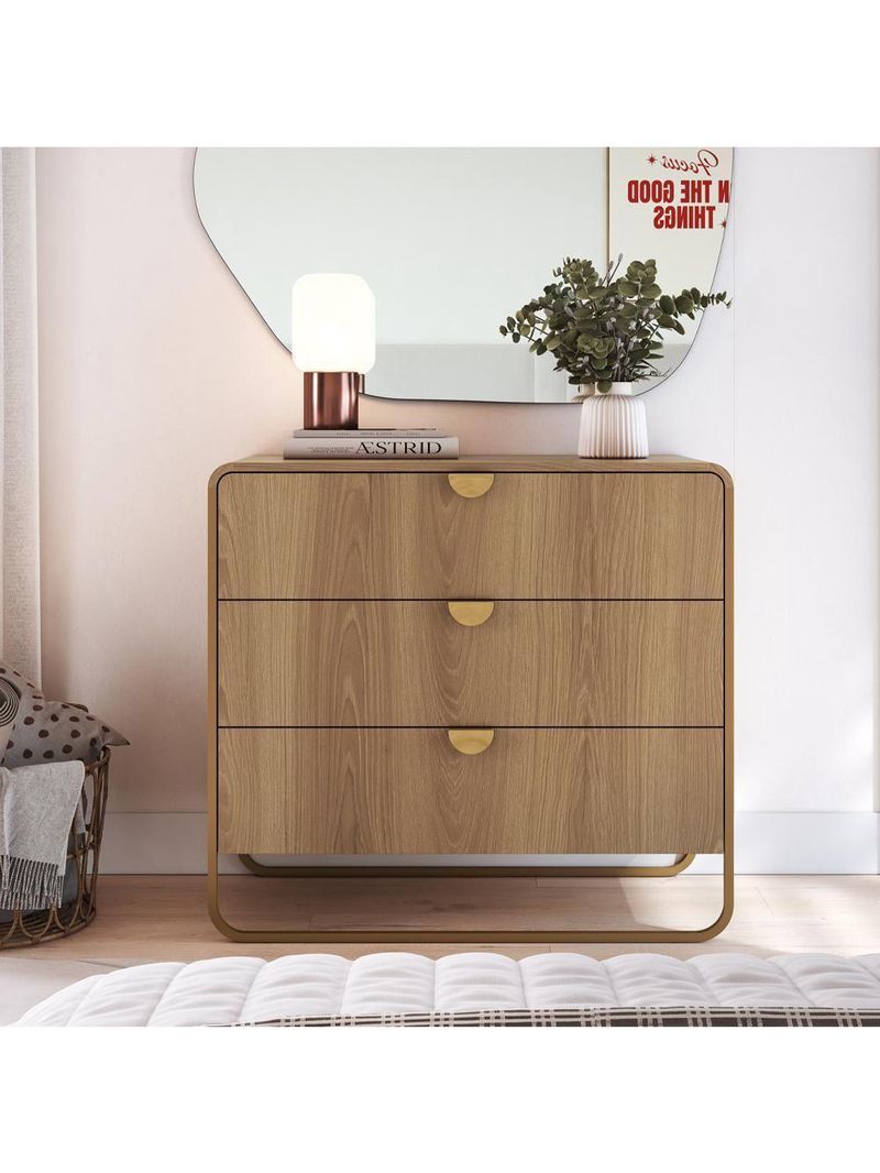 Cômoda 3 Gavetas Orgânica 90 cm 28068 Artesano Hanover Dourado