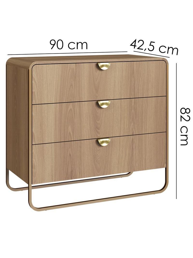 Cômoda 3 Gavetas Orgânica 90 cm 28068 Artesano Hanover Dourado