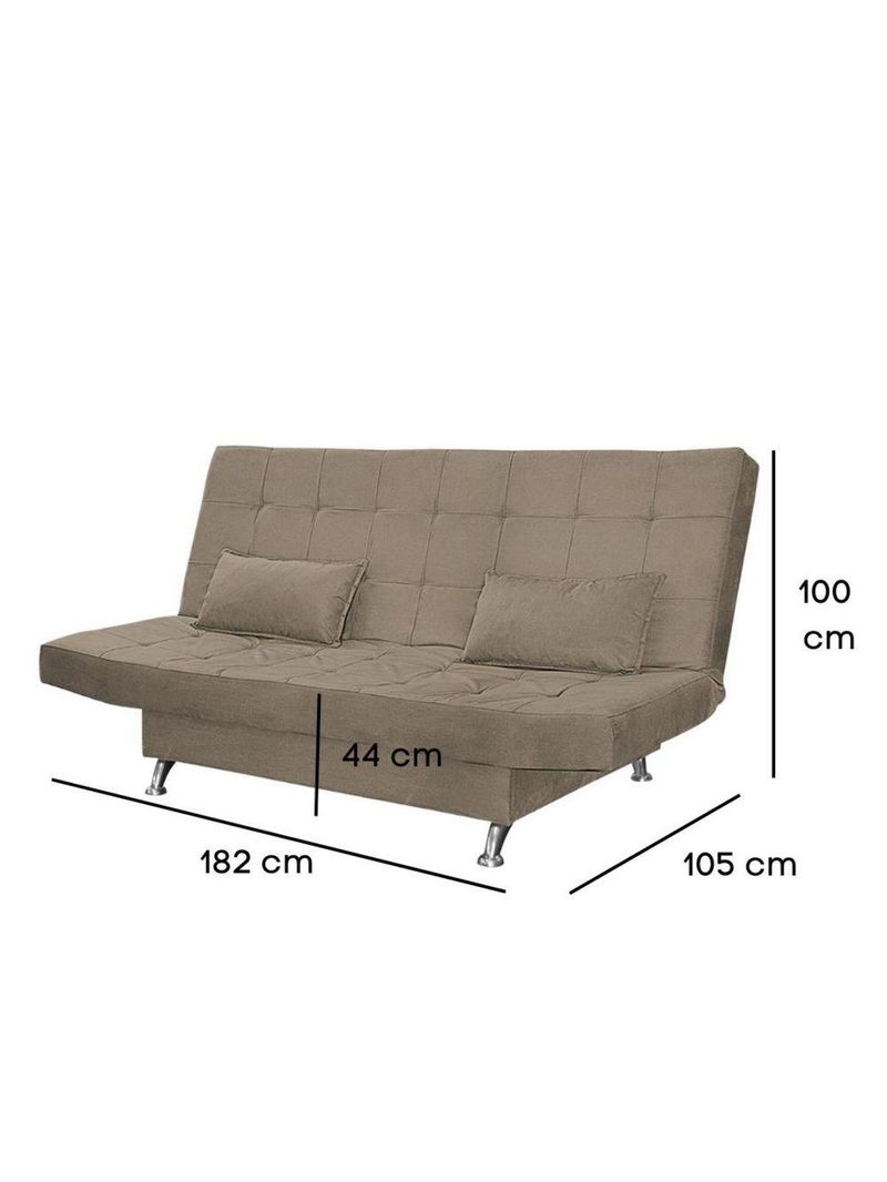 Sofá Cama Casal Com Almofadas Melina Suede Cappuccino