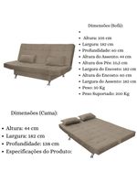 Sofá Cama Casal Com Almofadas Melina Suede Cappuccino