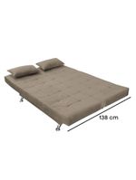 Sofá Cama Casal Com Almofadas Melina Suede Cappuccino