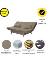 Sofá Cama Casal Com Almofadas Melina Suede Cappuccino
