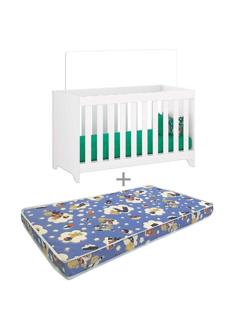 Berço com Colchão Ditália Multifuncional 3x1 BBI-51 Branco