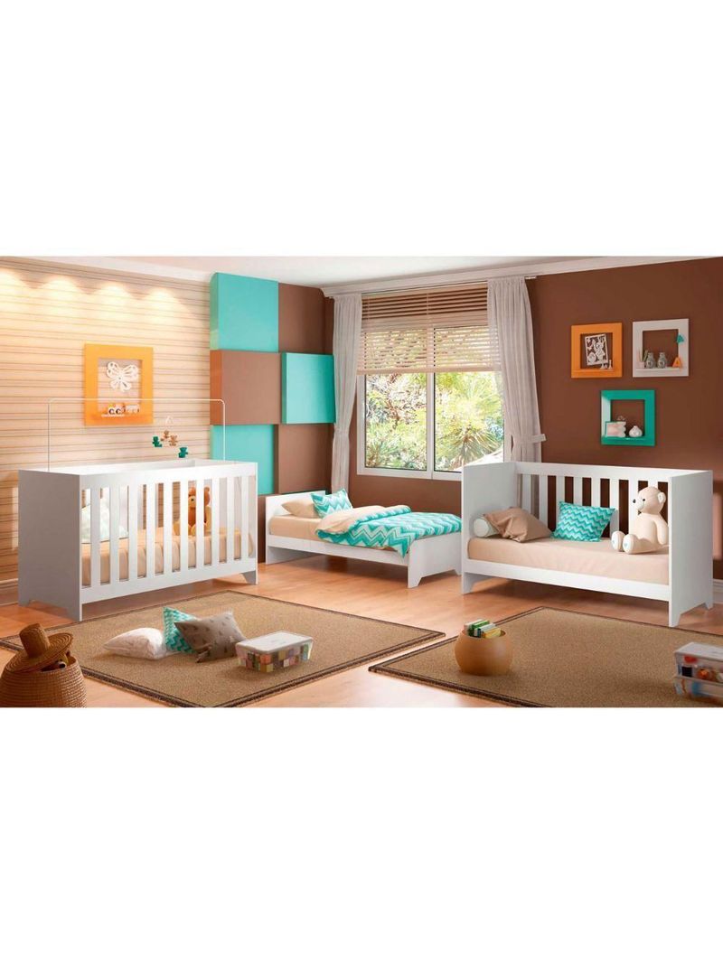 Berço com Colchão Ditália Multifuncional 3x1 BBI-51 Branco