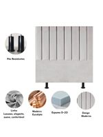 Cabeceira Estofada Cama Box King 195 Cm Taís Linho cinza Claro