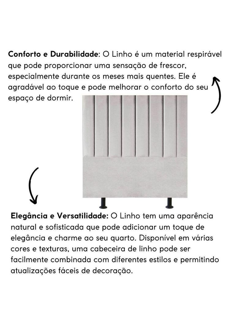 Cabeceira Estofada Cama Box King 195 Cm Taís Linho cinza Claro