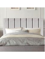 Cabeceira Estofada Cama Box King 195 Cm Taís Linho cinza Claro