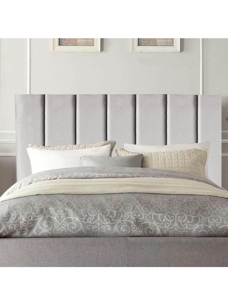 Cabeceira Estofada Cama Box King 195 Cm Taís Linho cinza Claro