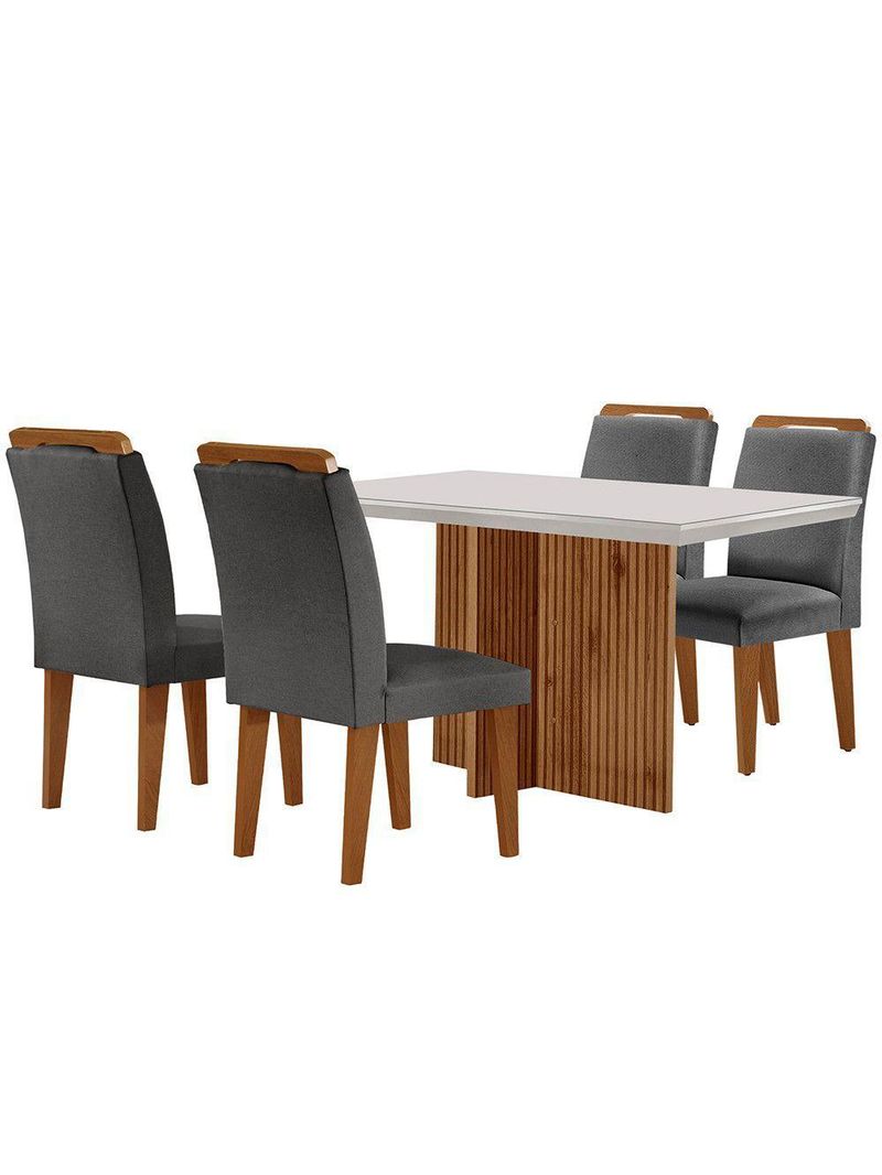 Sala De Jantar Mesa Olimpia 120cm Mdf 4 Cadeiras