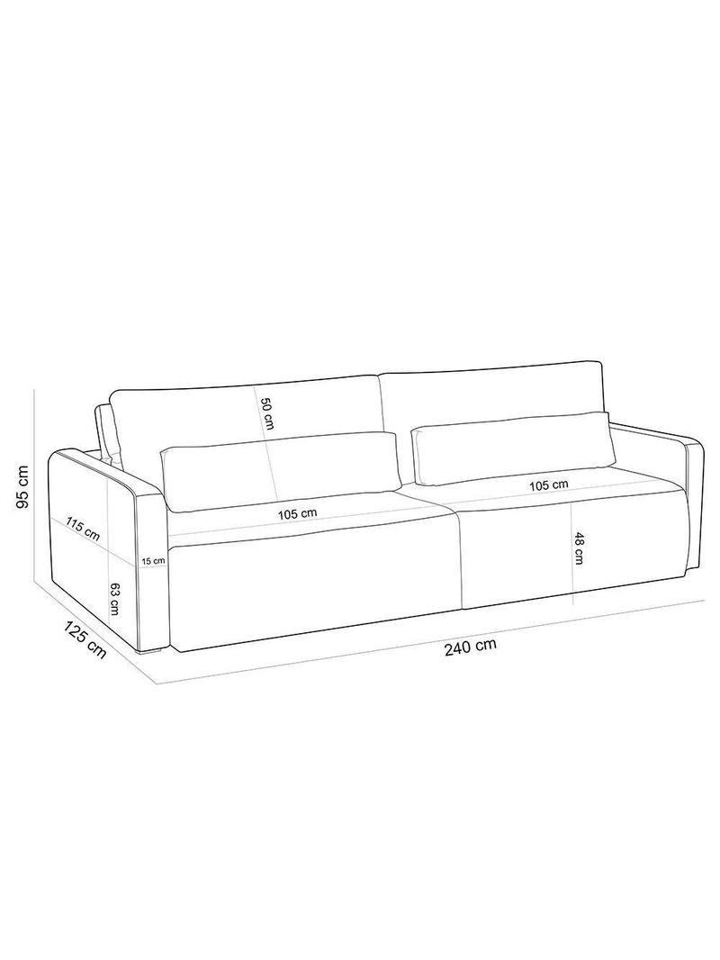 Sofá Retrátil Reclinável Para Sala De Estar Living 240cm Sevilha F04 Bouclê Cinza - Lyam Decor