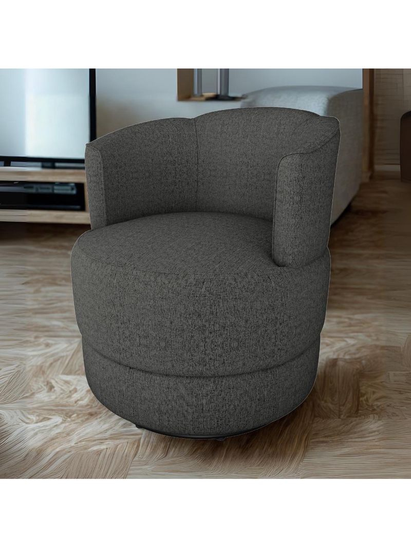 Poltrona Base Giratoria Marselha Linho Vancouver Milani Store Chumbo