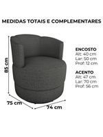 Poltrona Base Giratoria Marselha Linho Vancouver Milani Store Chumbo