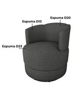 Poltrona Base Giratoria Marselha Linho Vancouver Milani Store Chumbo