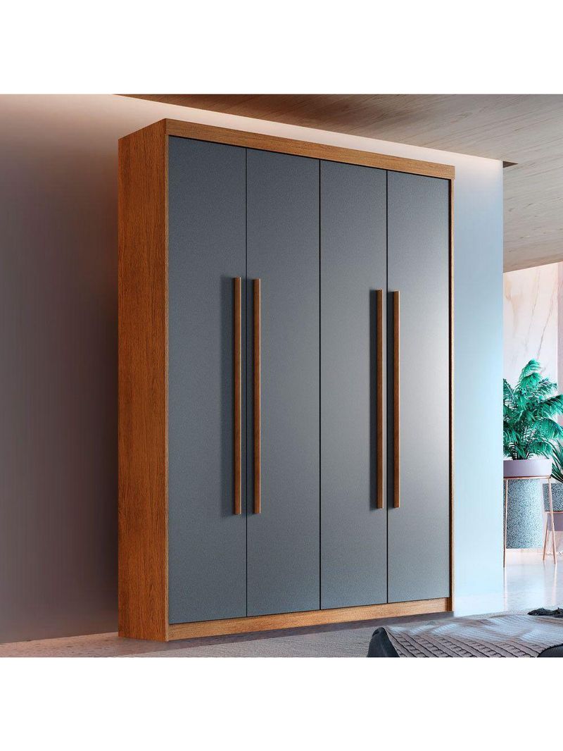Guarda Roupa Solteiro Heros 4 Portas E 2 Gavetas Moderna Imbuia Com Grafite