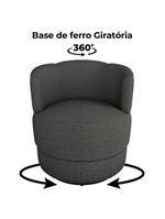 Poltrona Base Giratoria Marselha Linho Vancouver Milani Store Chumbo