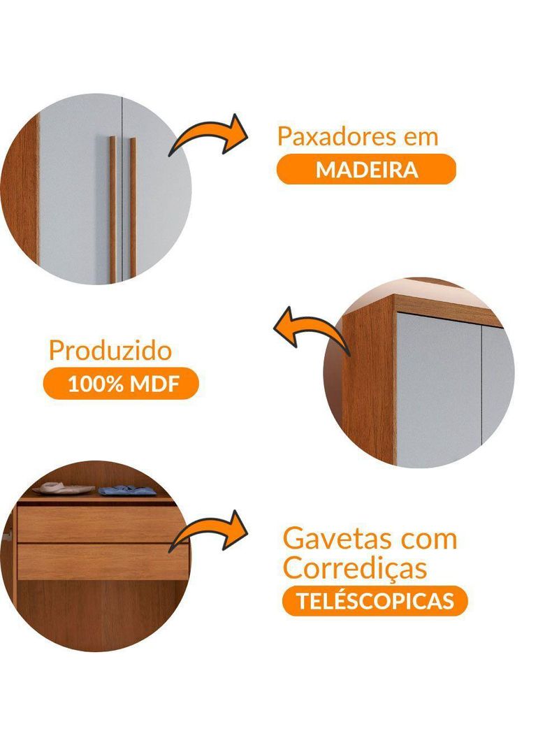Guarda Roupa Solteiro Heros 4 Portas E 2 Gavetas Moderna Imbuia Com Grafite