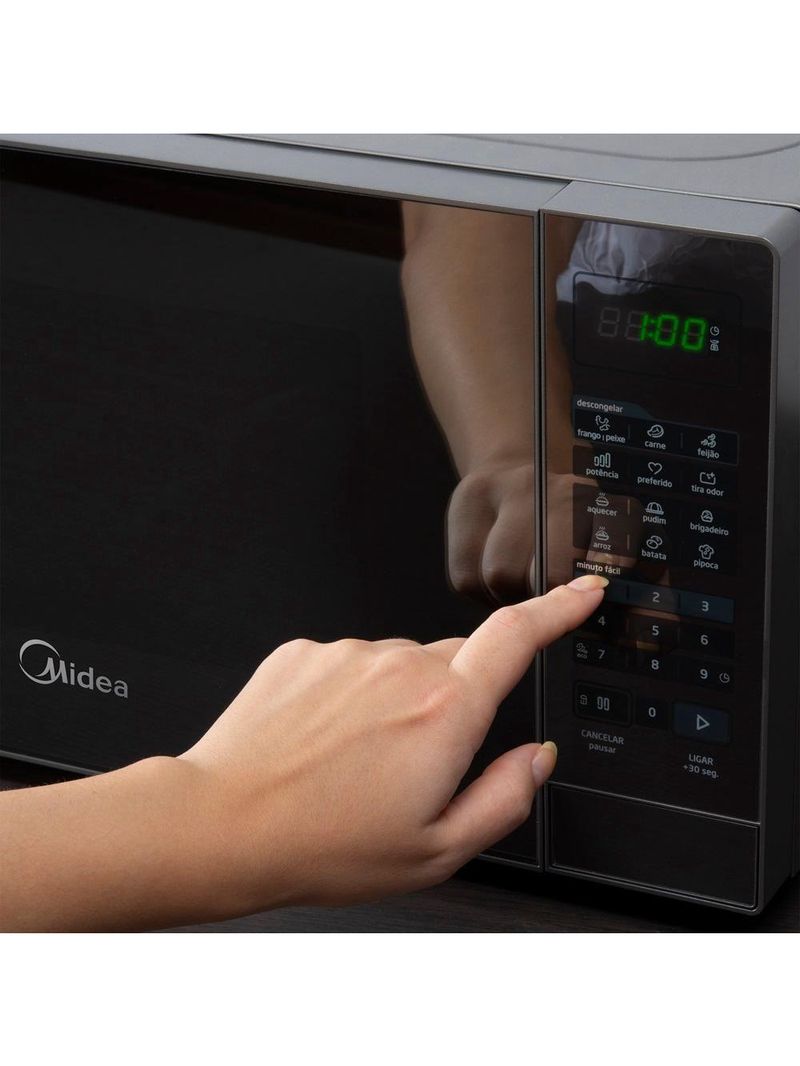 Forno Micro-ondas Midea 20 Litros 700W Prata Com Porta Espelhada MRAE22 220V