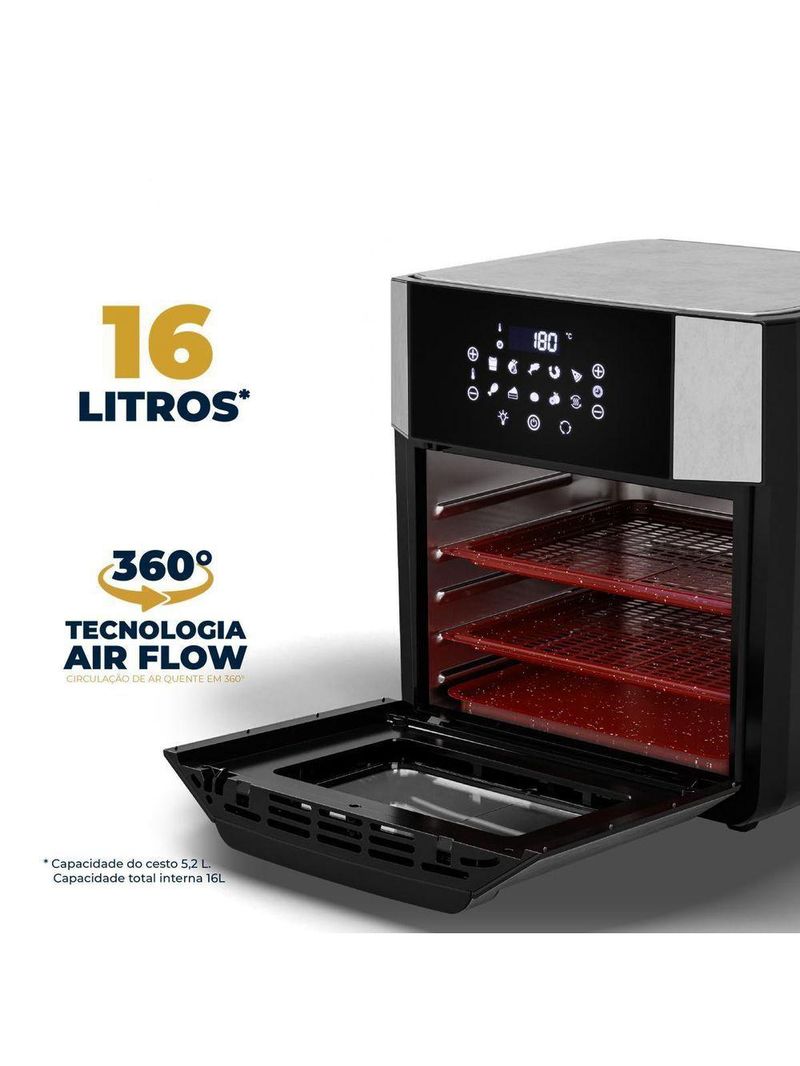 Air Fryer Oven Britânia 16L 4 Em 1 Porta Removível 220V