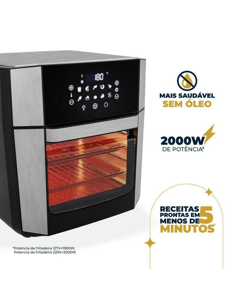 Air Fryer Oven Britânia 16L 4 Em 1 Porta Removível 220V