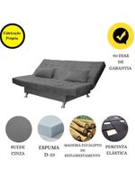 Sofá Cama Casal Com Almofadas Gabriella Suede Cinza