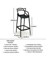 Banqueta Alta Allegra Design Cozinha Bancada Preto