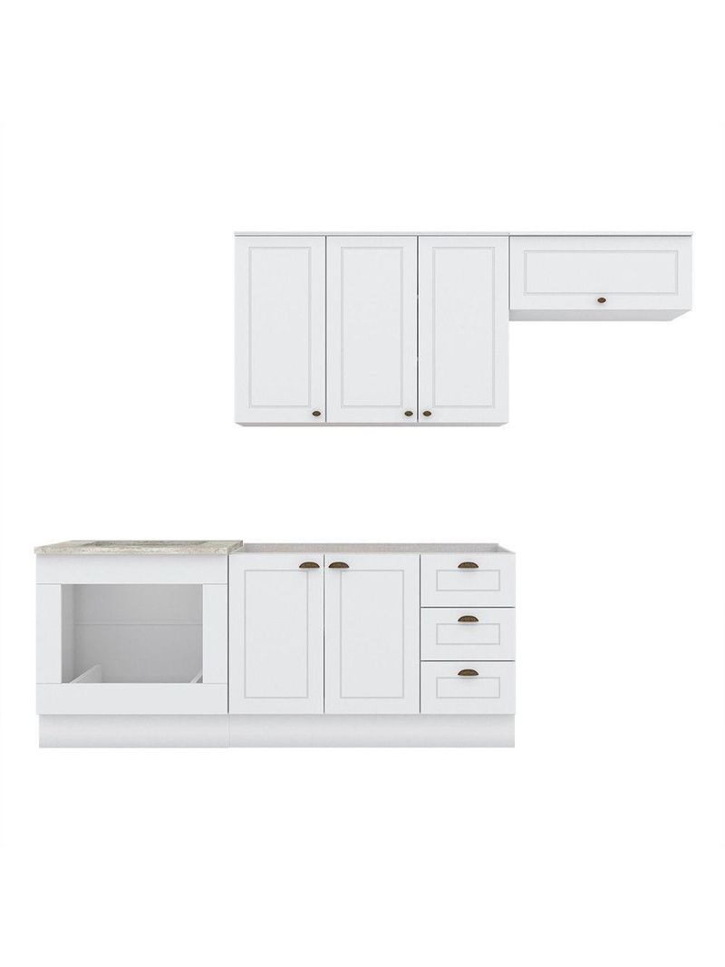 Cozinha Compacta 04 Peças com Aéreo Geladeira Amy Casa 812 Branco HP