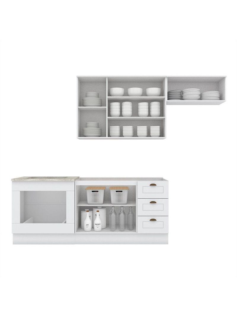 Cozinha Compacta 04 Peças com Aéreo Geladeira Amy Casa 812 Branco HP