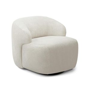 Poltrona Decorativa Orgânica Giratória Living Barolo L06 Bouclê Off White