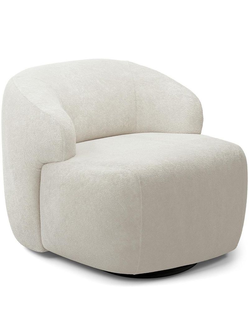 Poltrona Decorativa Orgânica Giratória Living Barolo L06 Bouclê Off White