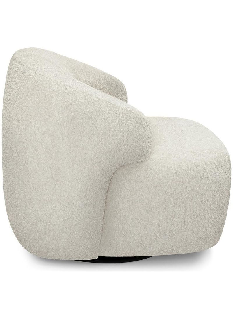 Poltrona Decorativa Orgânica Giratória Living Barolo L06 Bouclê Off White