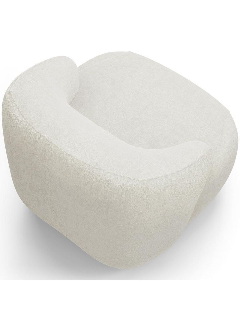 Poltrona Decorativa Orgânica Giratória Living Barolo L06 Bouclê Off White