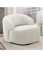 Poltrona Decorativa Orgânica Giratória Living Barolo L06 Bouclê Off White