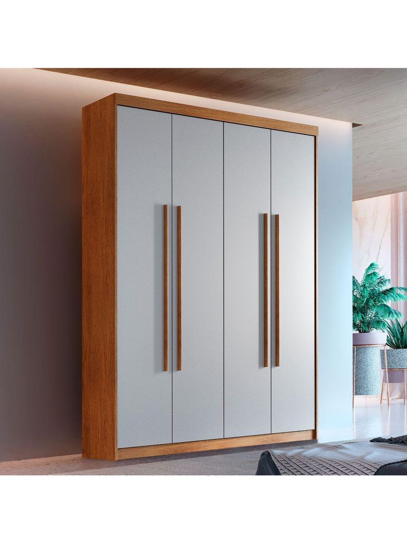 Guarda Roupa Solteiro Heros 4 Portas E 2 Gavetas Moderna Imbuia/off White