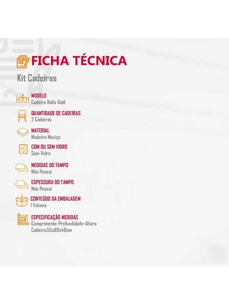 2 Cadeiras Bella Gold Imbuia Star Caramelo