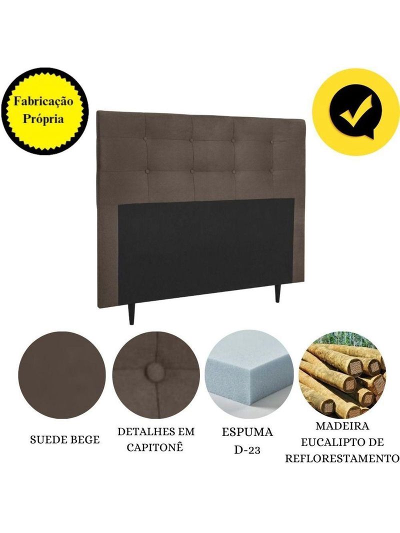 Cabeceira Estofada para Cama King Helena – 195 cm | Suede Marrom