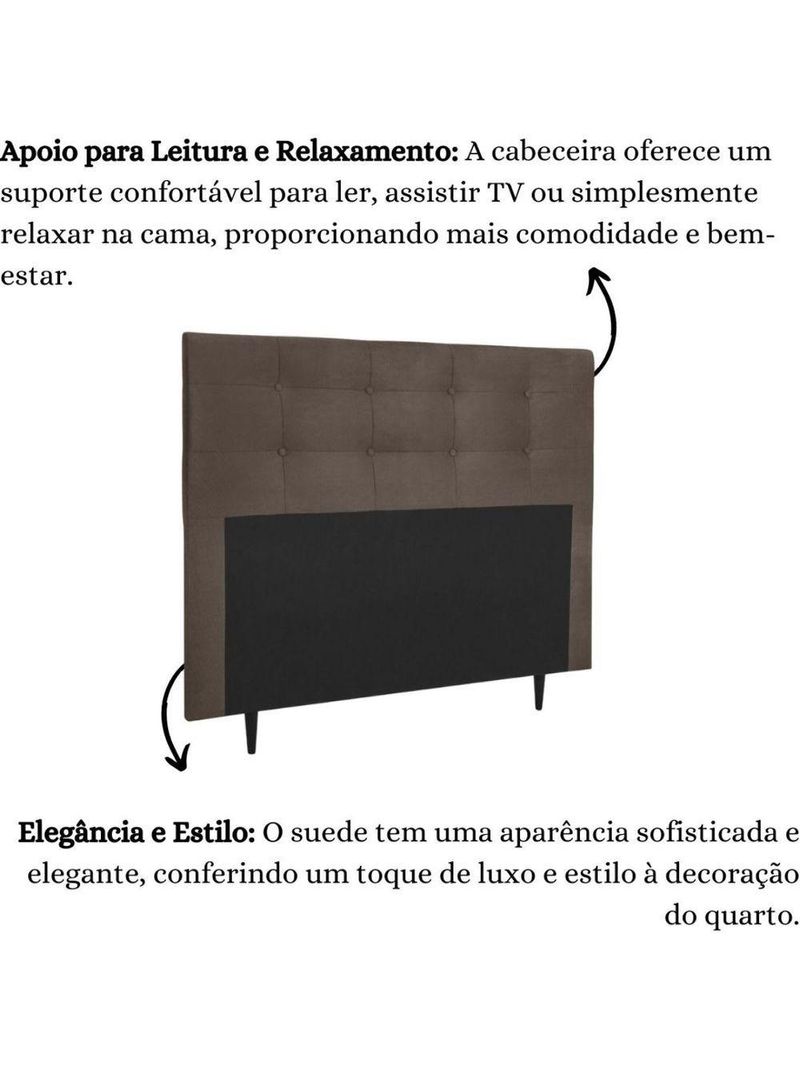 Cabeceira Estofada para Cama King Helena – 195 cm | Suede Marrom